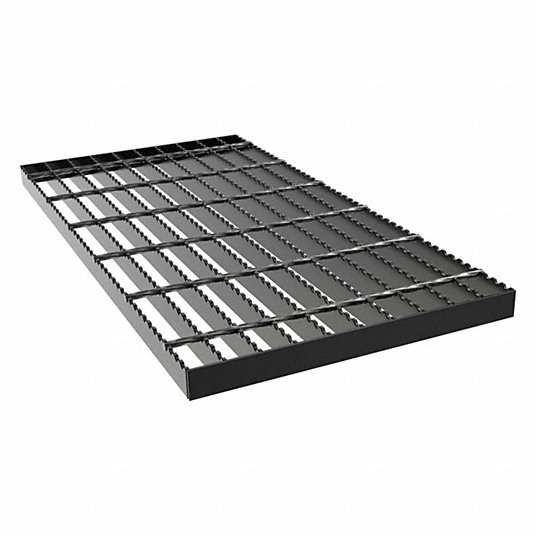 Close-up of welded steel grating joints showing precision electric resistance welds