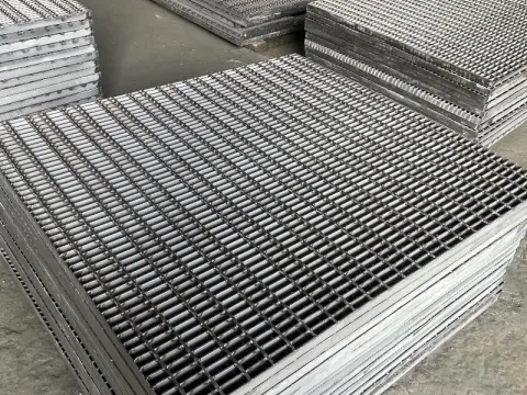 Serrated Steel Grating Close-Up - V-Shaped Anti-Slip Teeth on Bearing Bars